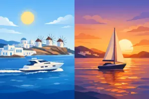 Read more about the article Morning Cruise Versus Sunset Sail in Mykonos