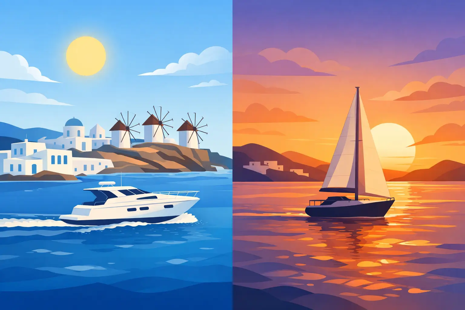 Read more about the article Morning Cruise Versus Sunset Sail in Mykonos