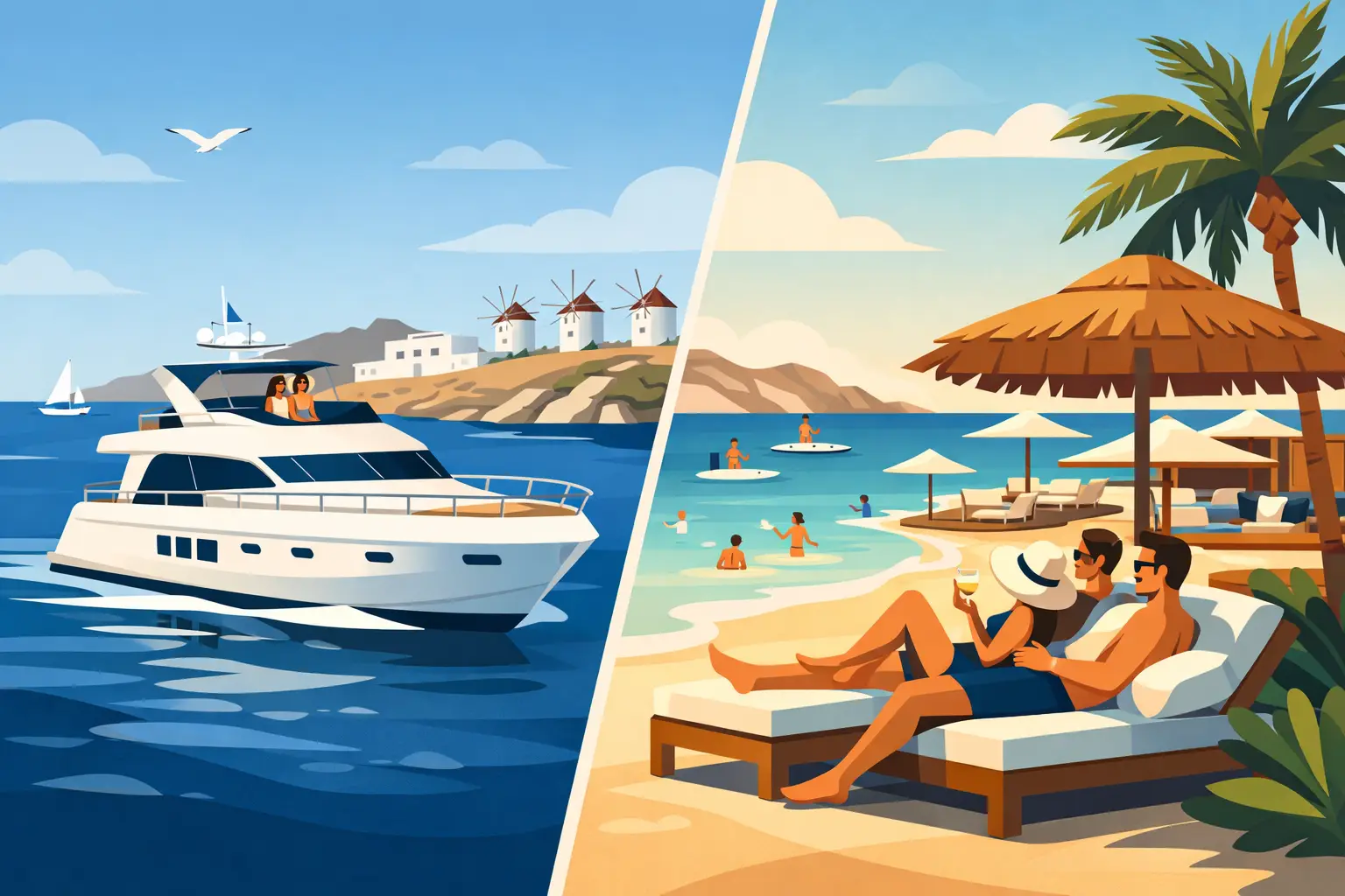 Read more about the article Private Cruise Versus Beach Club in Mykonos